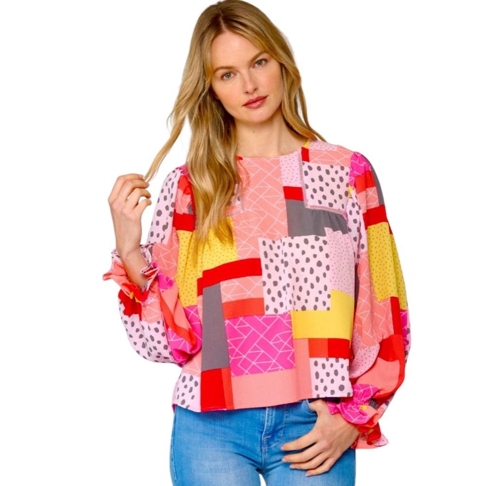 Fate Do Your Best Abstract Patchwork Top || Large - image 1